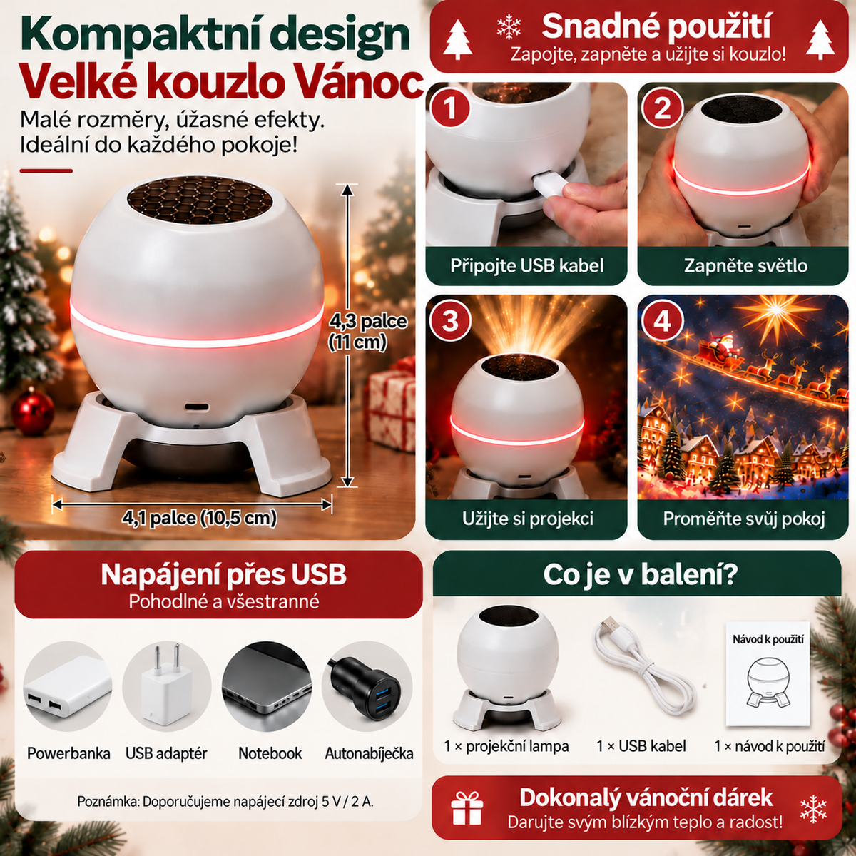 SCNDR® ⛄🎄 Chytrý holografický projektor (HD chytrá dynamická 5D projekce)🏡